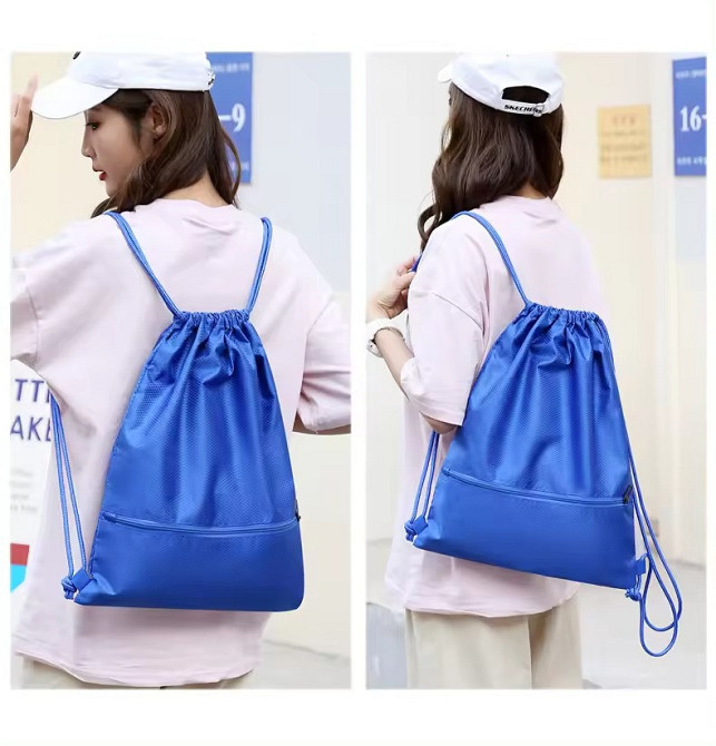 Рюкзак-мешок спортивный на шнурках-затяжках CZST-247L размер L, синий Каменец-Подольский - изображение 2