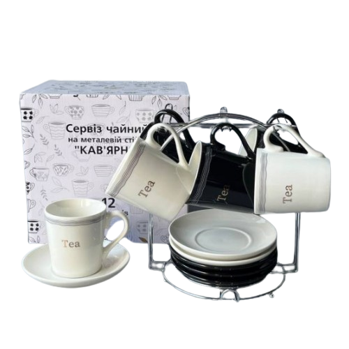 Сервіз чайний Кав'ярня 12 предметів (ч.240мл + блюдце d14см) на стійці 15201 S&T Житомир - фото 1