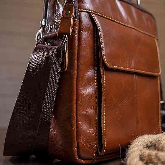 Сумка чоловіча шкіряна Vintage 14835 Коричнева Київ