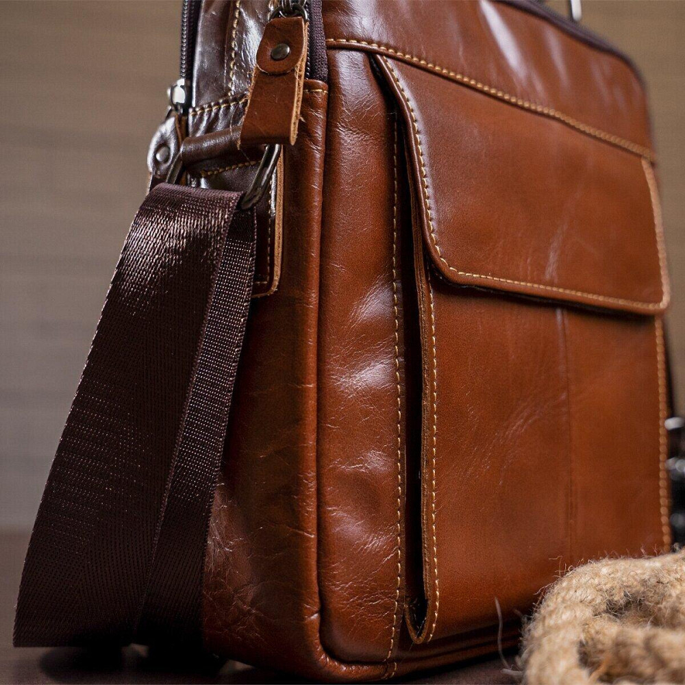 Сумка чоловіча шкіряна Vintage 14835 Коричнева Київ - фото 4