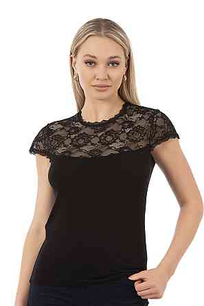 Футболка Ozkan з прозорим верхом, біл, чорн — Viscose XL Київ