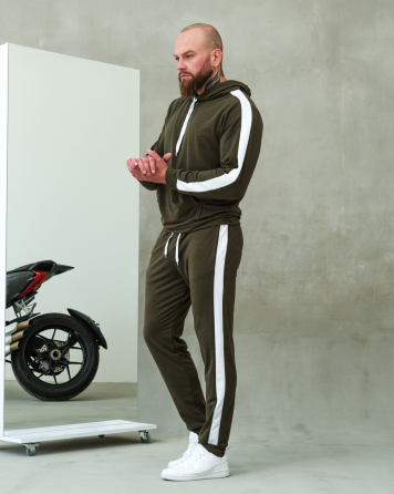 Костюм спортивний чоловічий лампаси весна Хакі-Білий L Харків