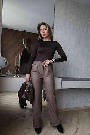 Прямые кожаные штаны на меху Choice 50-52, Мокко Киев