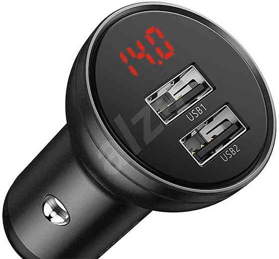 Автомобильное зарядное устройство Baseus Digital Display Dual USB 4.8A Car Charger 24W Grey Ковель