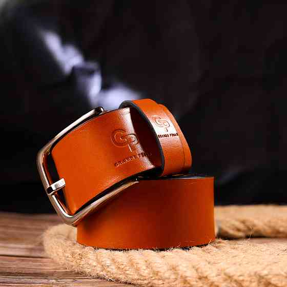 Люксовий ремінь для чоловіків з натуральної шкіри Grande Pelle 21473 Рудий Київ