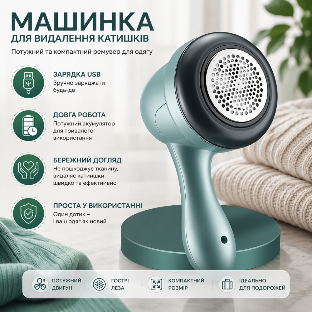 Акумуляторна машинка для видалення катишків Wi-remove BL530 — Потужний та компактний ремувер для одягу (USB) Київ - фото 9