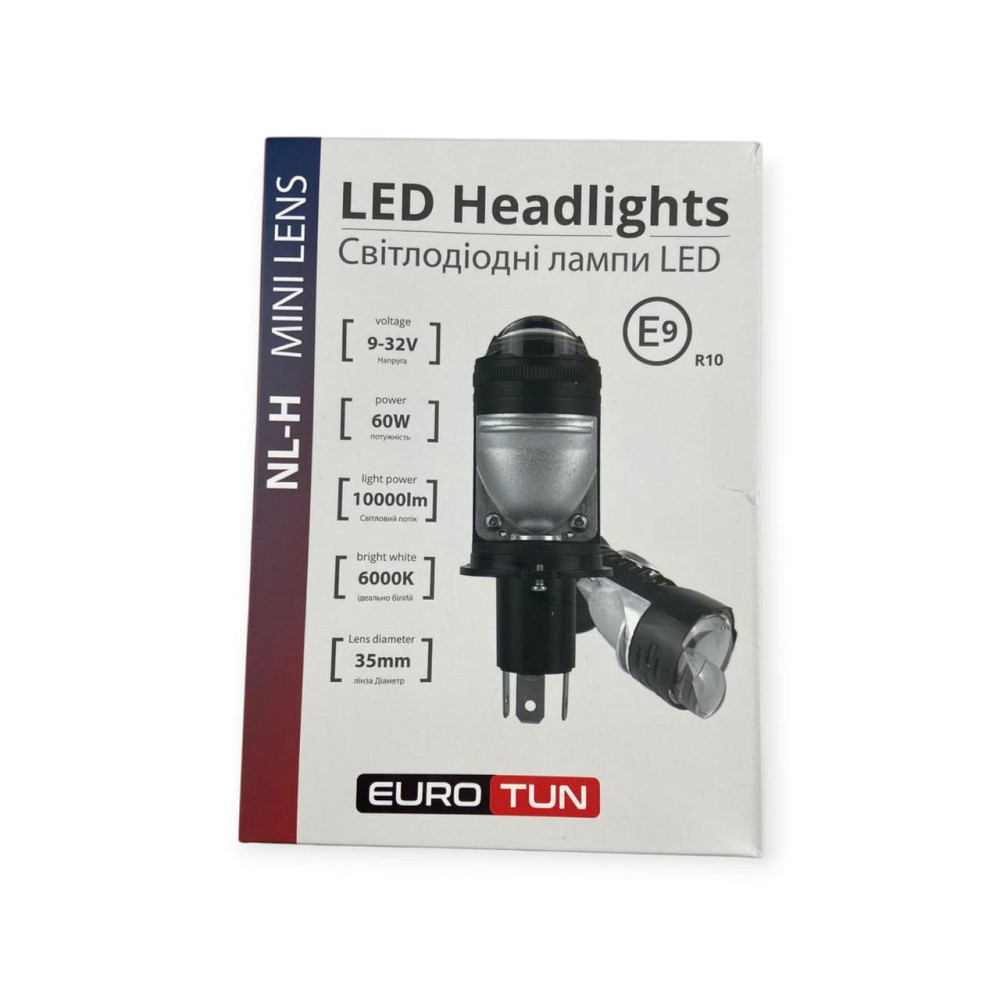 Автолампа з лінзою H4 12V-24V 60W EUROTUN NL-H 6000К 10000L CAN BUS радіатор LED Мукачево - фото 5