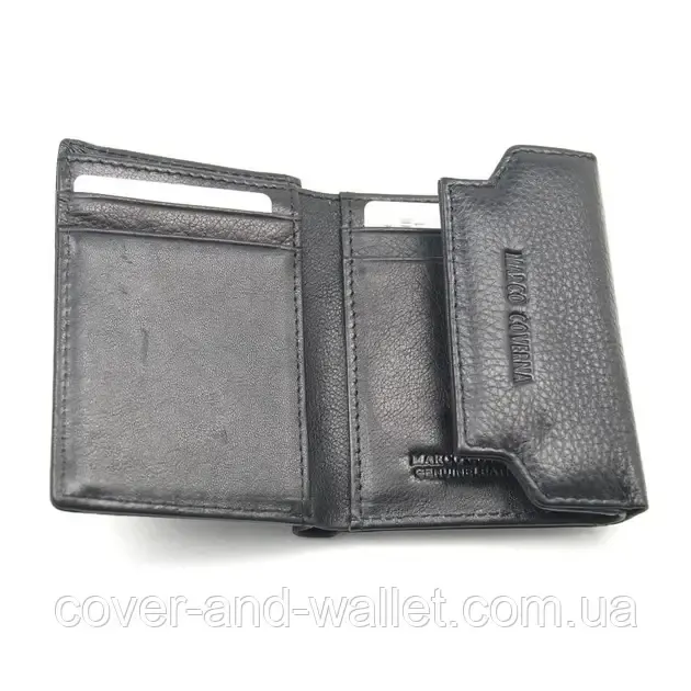 Небольшой женский кожаный кошелёк черного цвета с монетницей на молнии Marco Coverna Киев - изображение 6