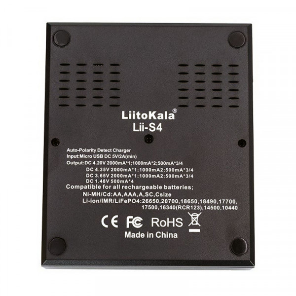Зарядний пристрій LiitoKala Lii-S4, 4x(Lion/LiFePO4/NiMH/NiCd), Auto Polarity, Display (Lii-S4) Київ - фото 7