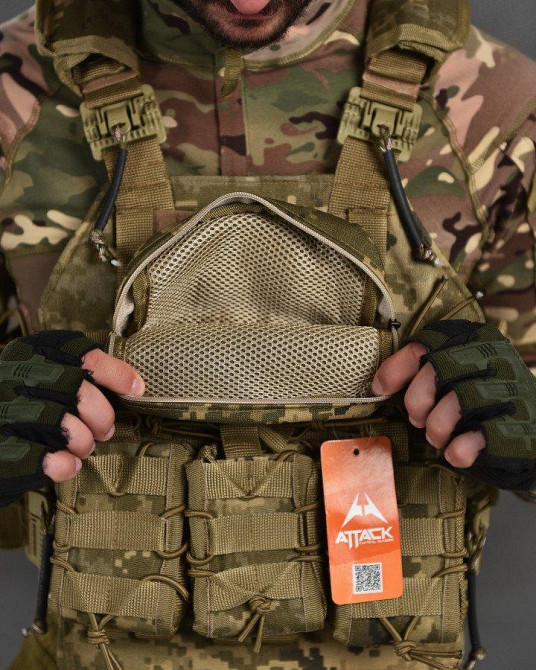 Плитоноска 4 точки скидання піксель Attack з напашником ВН1062 Одеса - фото 3