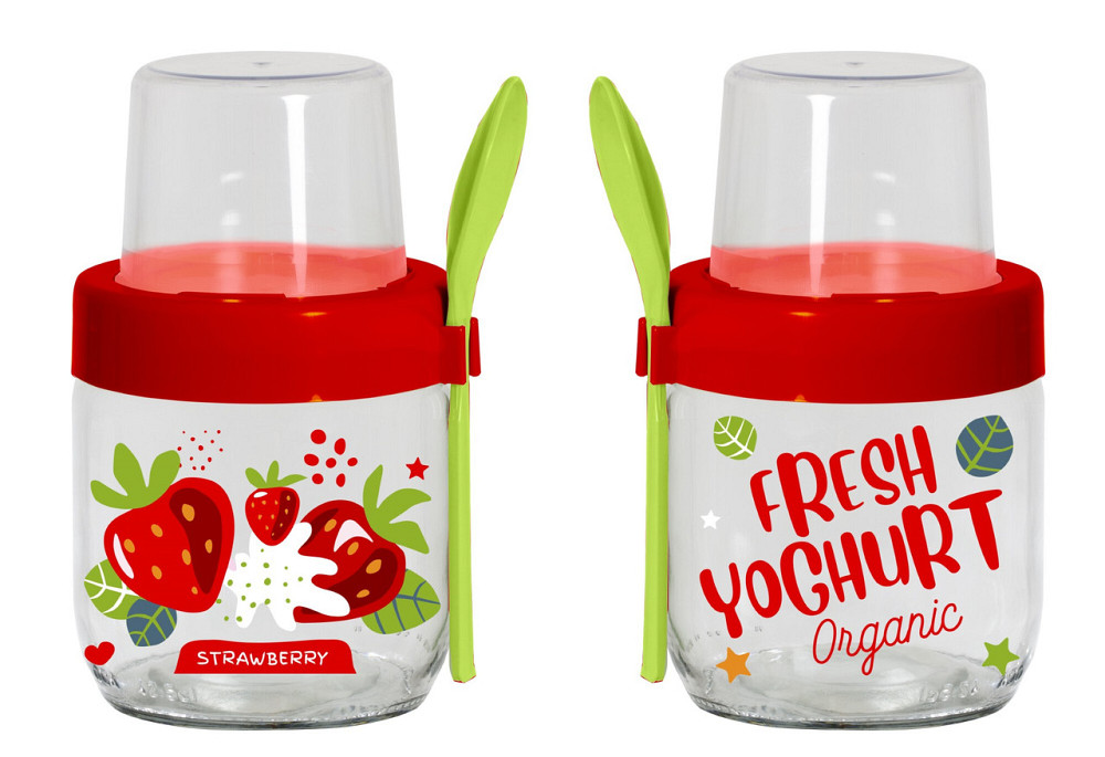 Банку з ложкою і контейнером Herevin Fruit-Yoghurt, 425 мл (6651282) Київ - фото 1