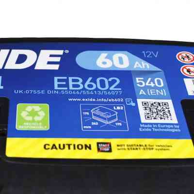 Аккумулятор автомобильный EXIDE EXCELL 60Ah Н Ев (-/+) (540EN) (EB602) Винница