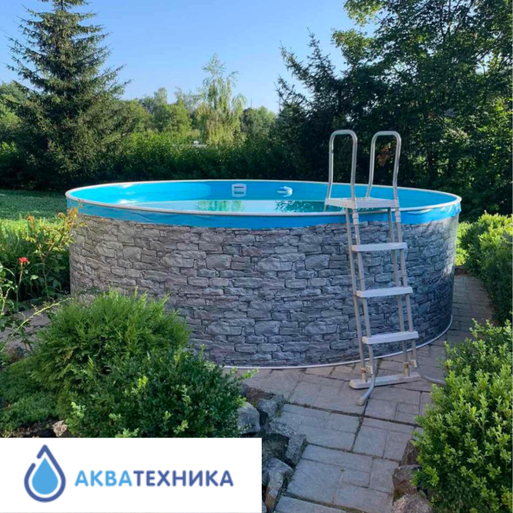 Басейн каркасний круглий Azuro 4.6 х 1.2 м Stone морозостійкий Київ - фото 5