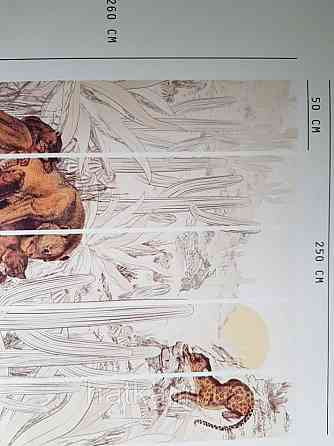 Обои виниловые  Lutece Bensimon панно 260х250 см джунгли львы пантеры пальмы кактусы на песочном Киев