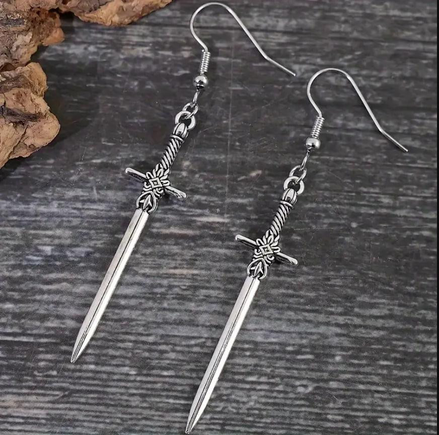 Элегантные серьги в форме мечей 7.2 см Серьги-кресты из цинкового сплава, готический стиль. Киев - изображение 4