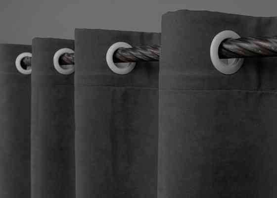 Комплект штор на люверсах VR-Textil Микровелюр Petek № 1495ш 150х270 см 2 шт Темно-серый (37-0213) Киев