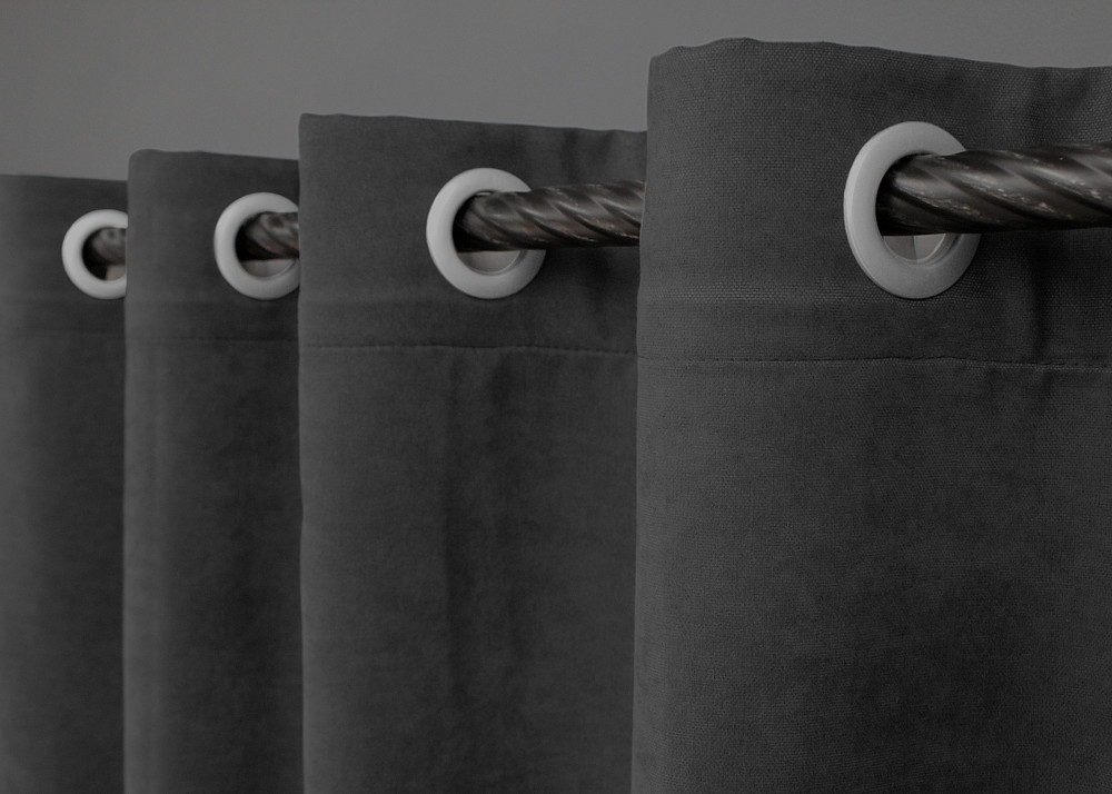Комплект штор на люверсах VR-Textil Микровелюр Petek № 1495ш 150х270 см 2 шт Темно-сірий (37-0213) Київ - фото 6