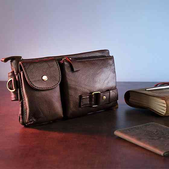 Поясная cумка мужская Vintage 14747 Коричневая Киев