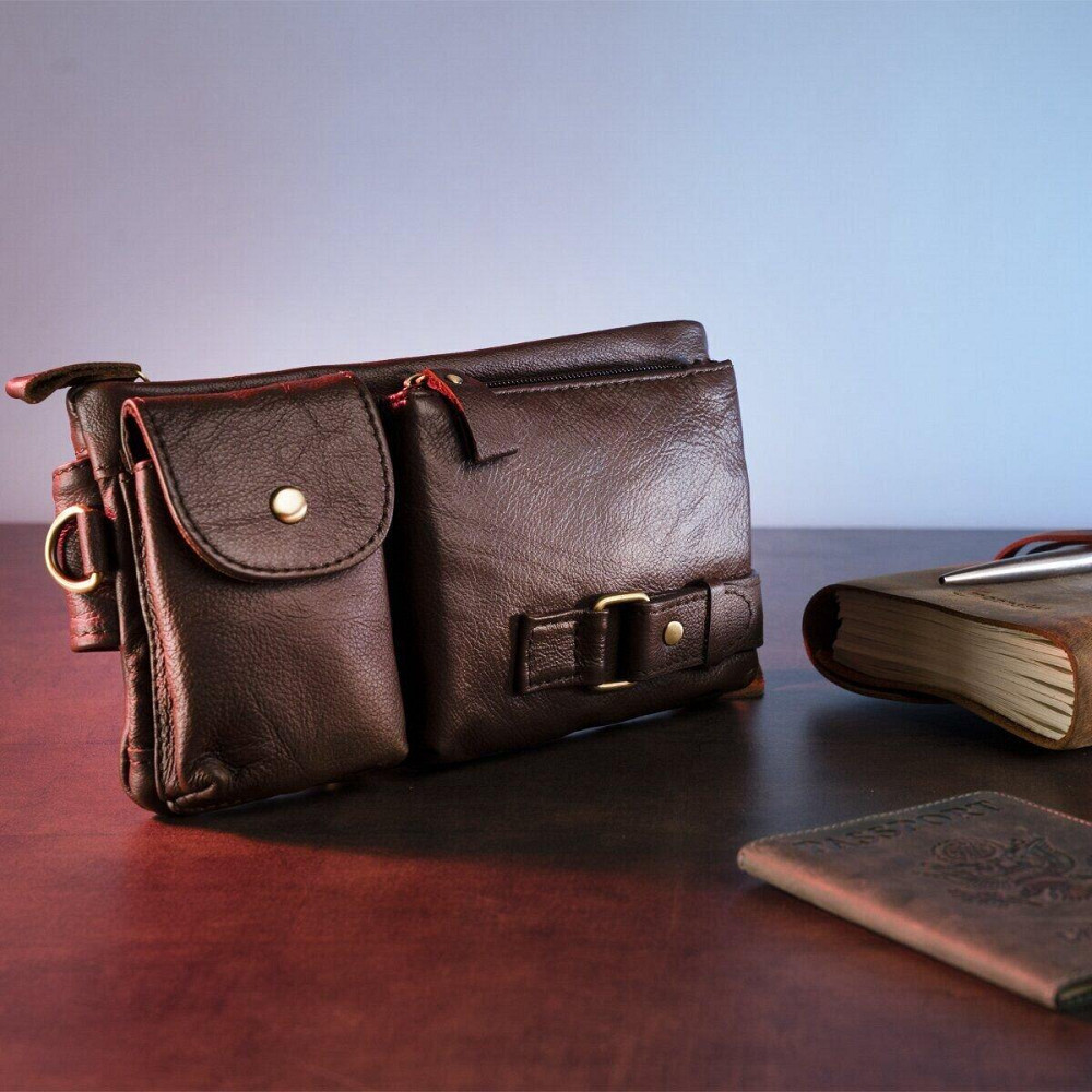 Поясна cумка чоловіча Vintage 14747 Коричнева Київ - фото 1