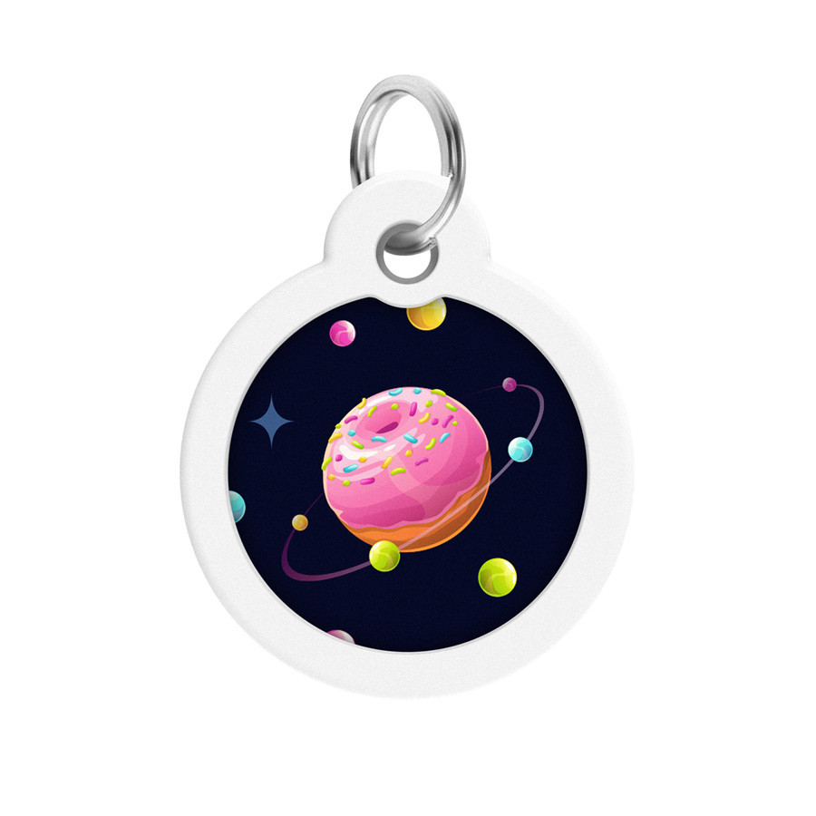 Адресник для собак і котів металевий WAUDOG Smart ID з QR-паспортом, малюнок "Всесвітня пончиків", круг, Д Вінниця - фото 2