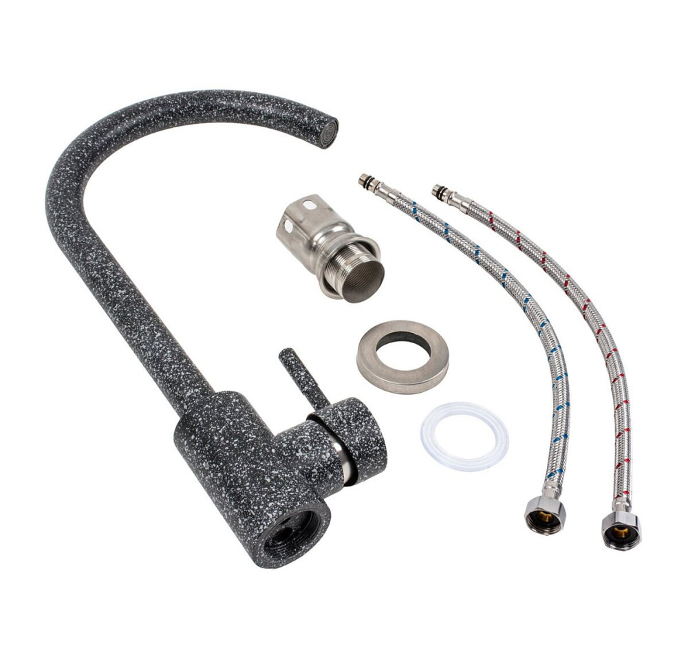 VALESO Комплект: Мийка ARIA 5851 графіт + Змішувач 56 B NESP графіт + Сифон 1041 Киев - изображение 5