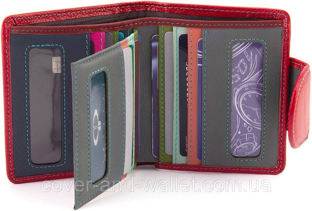 Компактний женский кошелек из натуральной кожи на магнитах красного цвета ST Leather Киев - изображение 4