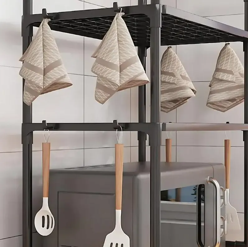 Fan&Fan Универсальная полка-стеллаж для микроволновки 2 уровня 48х26х71 см YH-6616-2 черная Киев - изображение 5