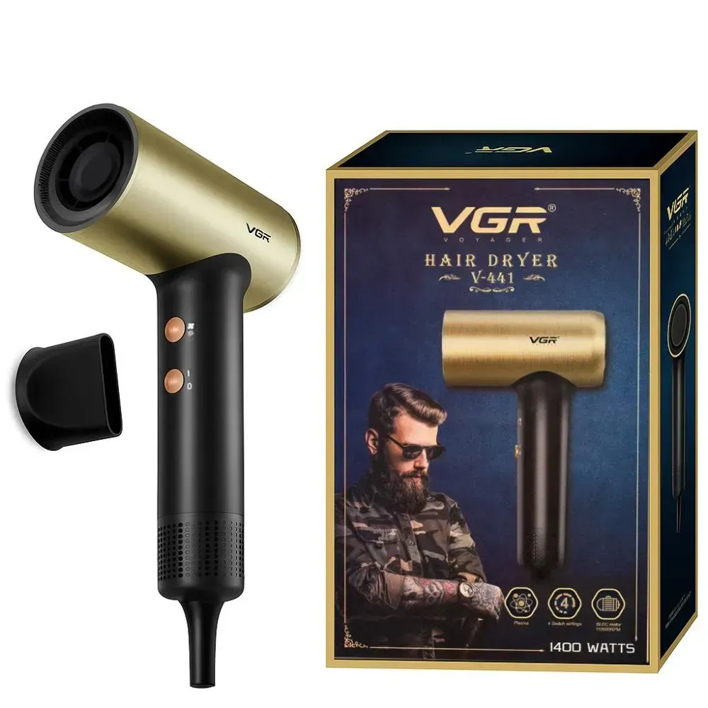 Фен професійний VGR V-441 (2 рівні обдування 2 рівні температури) 1400W + 1 насадка Вінниця - фото 1