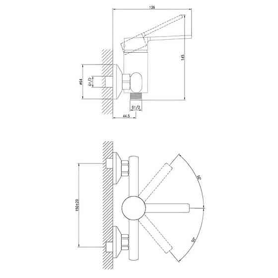 Змішувач для душу Zerix LOR5-B124  ( 14103 ) Харьков