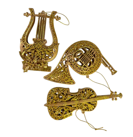 Елочное украшение игрушка Музыкальный инструмент, золото Ровно