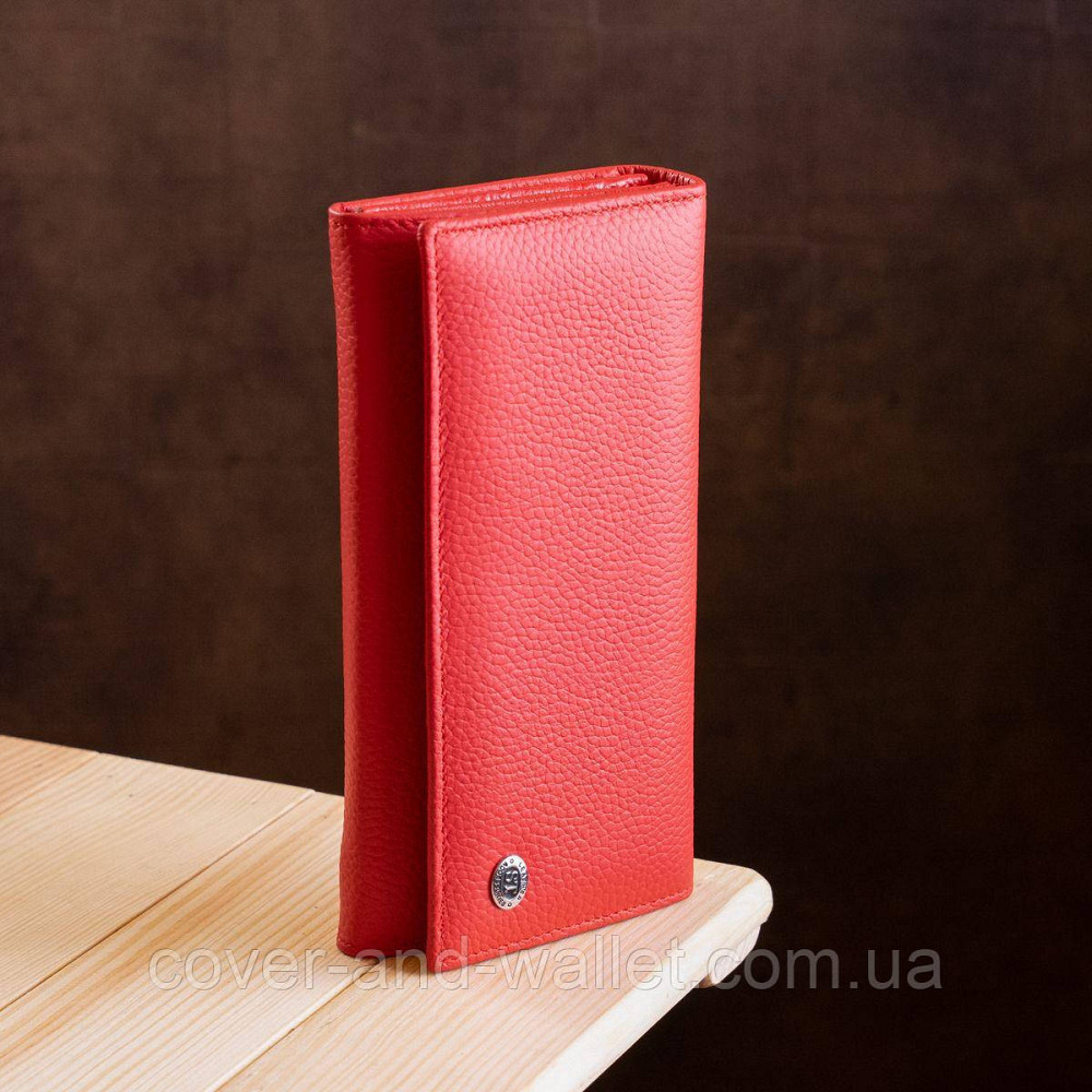 Женский кожаный кошелек среднего размера красный ST 634 Киев - изображение 9