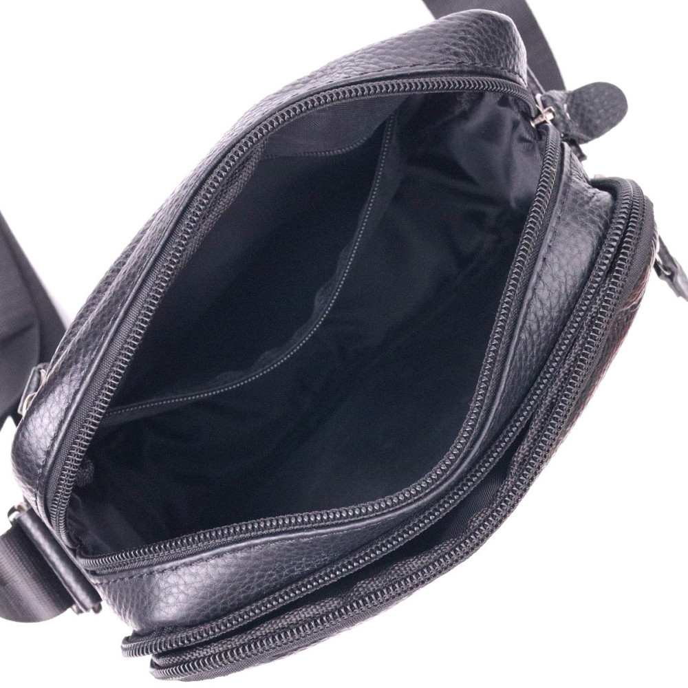 Практична чоловіча сумка з натуральної шкіри 21291 Vintage Чорна Київ - фото 6