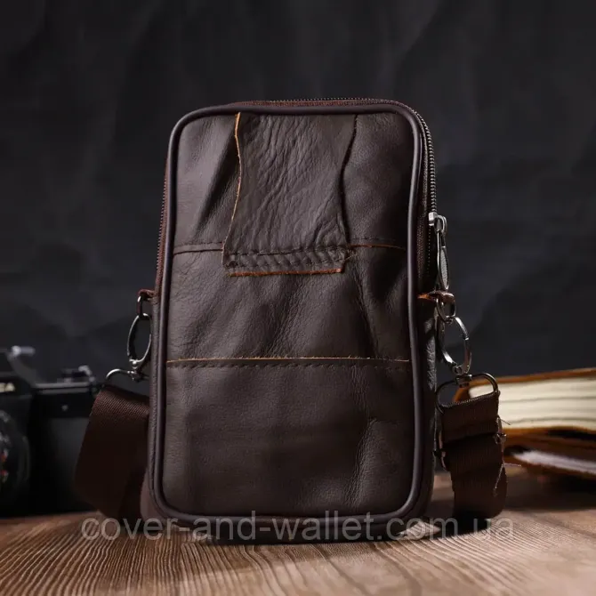 Вертикальная поясная сумка для мужчин из натуральной кожи Leather Collection Киев - изображение 7