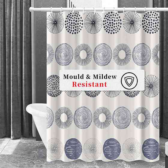 Шторка для ванны из полиэстера водонепроницаемая Bathlux 180x180 см с кольцами, занавеска для ванной комнаты Каменец-Подольский