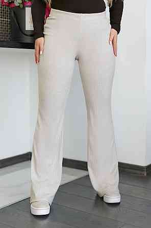 Жіночі трикотажні штани в рубчик "Darcy" | Батал Бежевий, 50-52 Київ