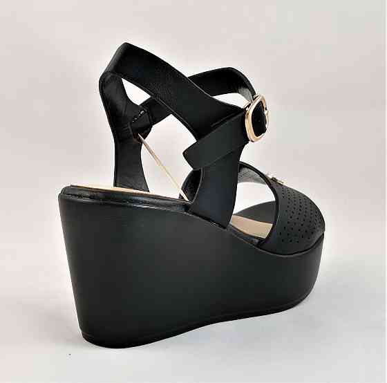 Жіночі Сандалі Босоніжки на Танкетці Платформа Чорні Літні (розміри: 38,39,40) - 15 Дніпро