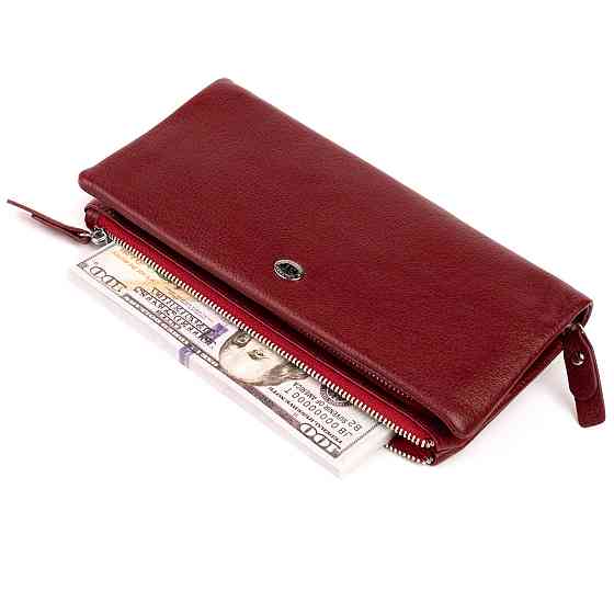 Кошелек-клатч из кожи с карманом для мобильного ST Leather 19311 Бордовый Киев