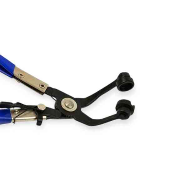 Съёмник хомутов пружинных (патрубков) с фиксатором изогнутый на 45° 212мм Мукачево