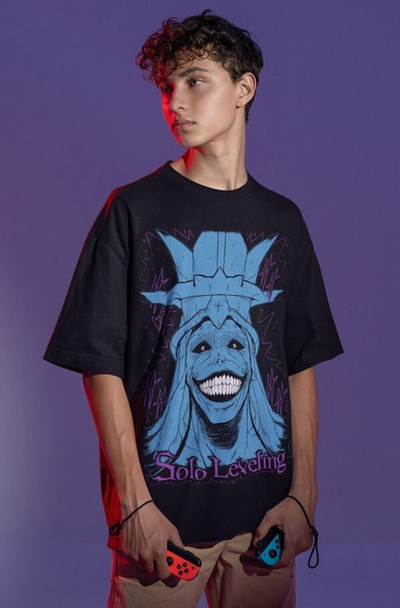 Футболка для мальчика аниме Соло Левелинг Сунг Джинвоо оверсайз (рост от 165 до 180 ) Черний AnimeJ0887m Днепр - изображение 4