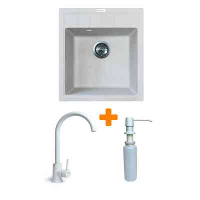 Мойка кухонная Adamant Brick Old stone + змішувач та дозатор (4824296209710) Винница