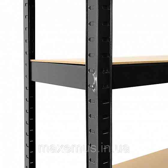 Стеллаж металлический полочный 180х100х60 Металлический стеллаж в подвал макс. 175 кг на полку МДФ черный Мостиська