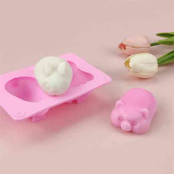 Молд силиконовый Заяц и свинка 120 на 80 мм розовый Киев
