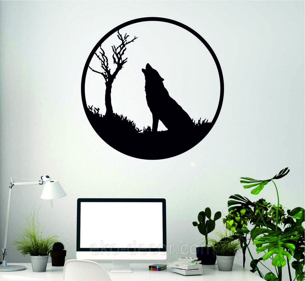 Декоративное настенное Панно «Волк», Декор на стену 70*70 см, Черный Киев - изображение 4