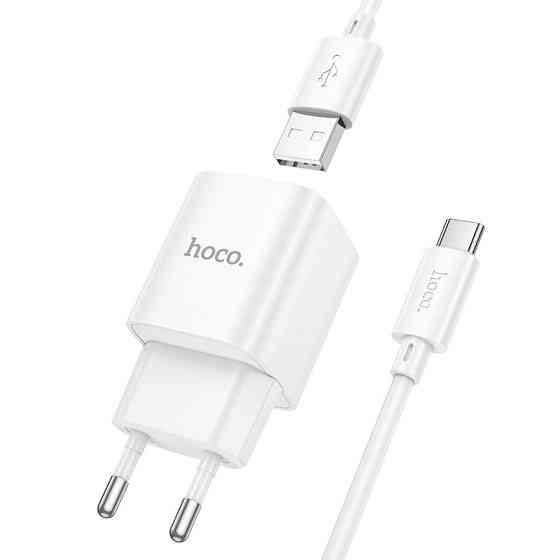 Мережевий зарядний пристрій з кабелем HOCO C145A Charm single port QC3.0 charger set(Type-C) White Одеса