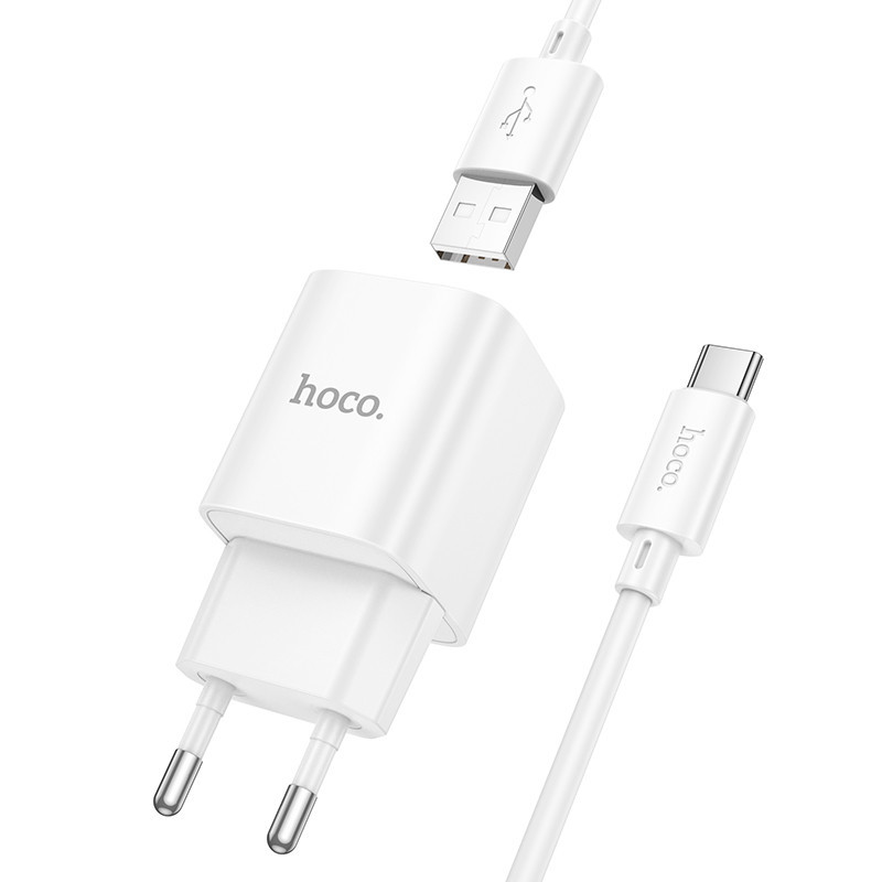Мережевий зарядний пристрій з кабелем HOCO C145A Charm single port QC3.0 charger set(Type-C) White Одеса - фото 4
