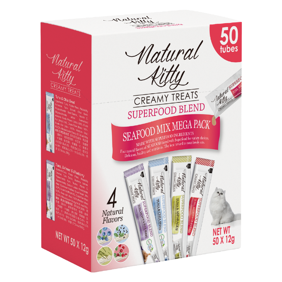 Набор крем-снеков Natural Kitty Creamy для кошек на рыбной основе 50 шт.х12 г (4 вкуса) Винница - изображение 1