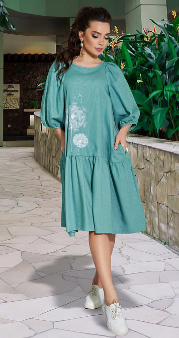 Вільне лляне плаття з вишивкою (46) Київ - фото 3