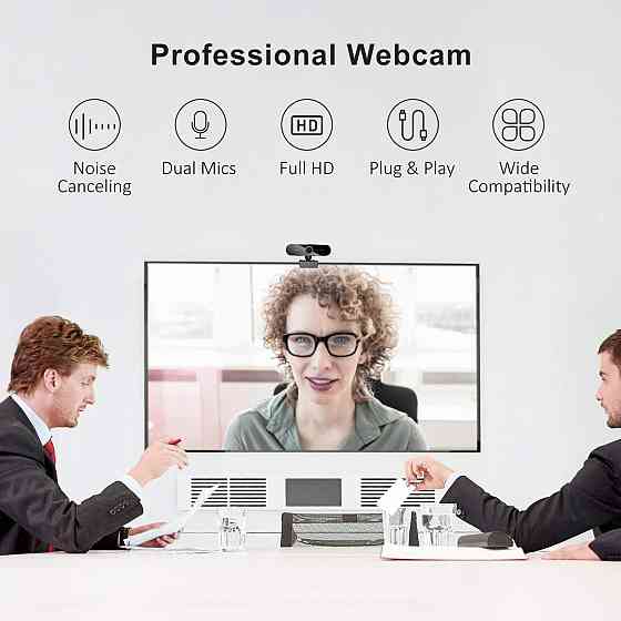 Веб-камера з мікрофоном QI-EU 1080P кут огляду 110° з USB, мікрофоном, що шумопригнічує Mac PC Ноутбук ПК Київ