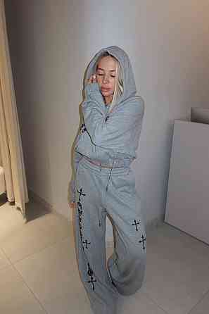 Жіночий стильний трендовий костюм-двійка тринитка на флісі Меланж, 42/44 Одеса