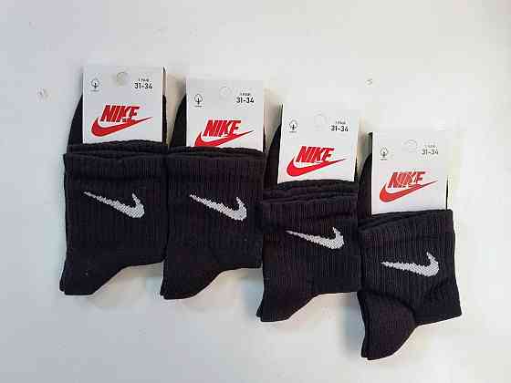 Детские качественные хлопковые носки средней высоти в наборе по  штук Nike. Размер 31-34 Черные Киев